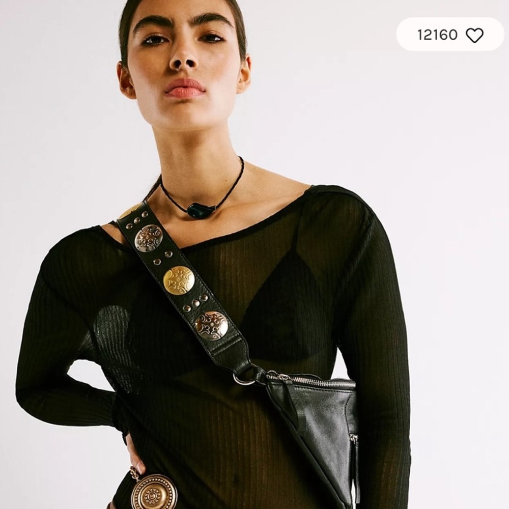 Free People Wilder Black Leather Crossbody Bag